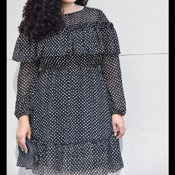 Lane Bryant Size 14 Polka Dot Black and White Knee Length Romantic - Picture 5 of 6